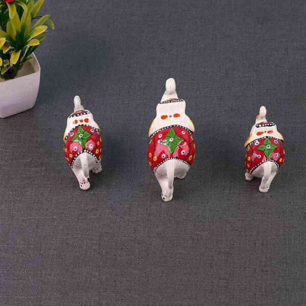 DreamKraft Paper Mache HandCrafted Elephant Showpiece Idols Set of 3 White2 - LXINDIA.COM