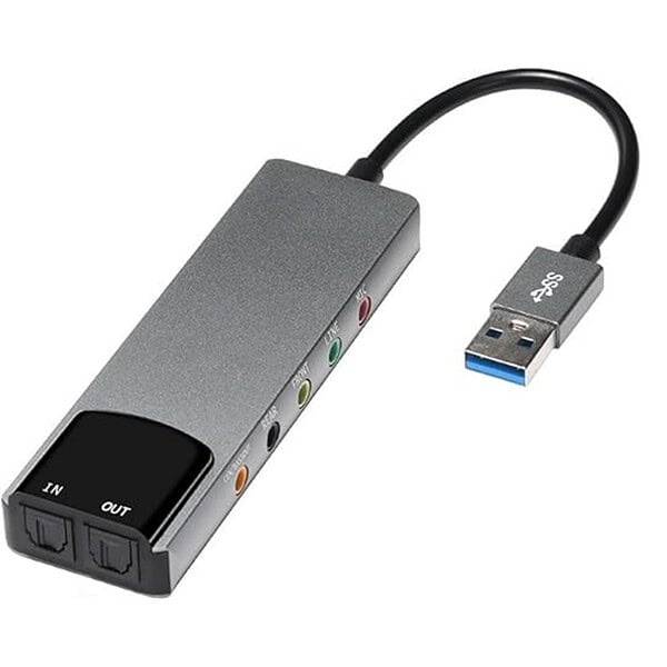 ETZIN 6 in 1 USB Multi Functional Sound Card USB Fiber Optic SPDIF Sound Card - LXINDIA.COM