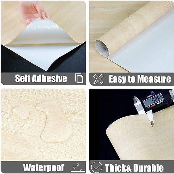 Elton Maple Wood Grain Self Adhesive Waterproof Wallpaper Beige3 - LXINDIA.COM