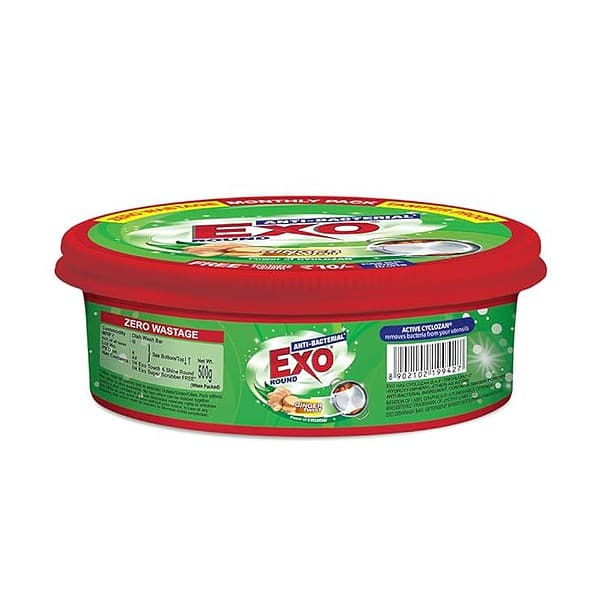 Exo Round Dishwash Bar 500G With Exo Super Scrubber Free 1 - LXINDIA.COM