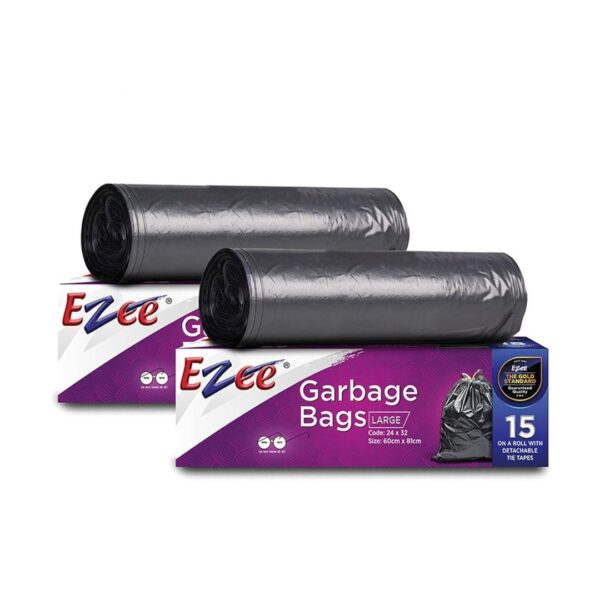 Ezee Black Garbage Bags Large 24 x 32 Inch 15 Pcs x Pack of 2 - LXINDIA.COM