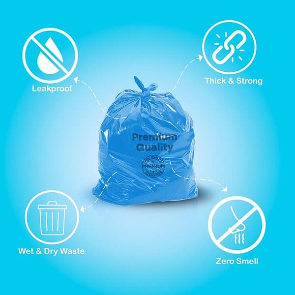 Ezee Blue Garbage Bags Large 24 x 32 Inch 15 Pcs x Pack of 32 - LXINDIA.COM