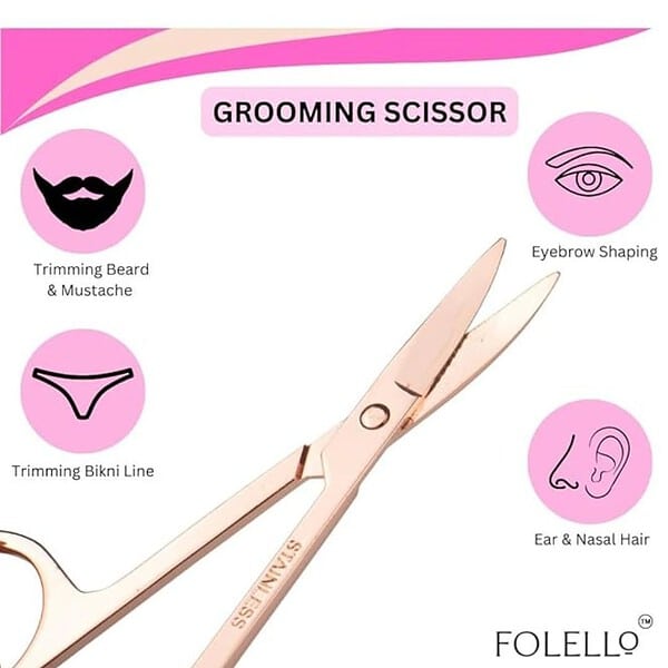 FOLELLO Grooming Scissor for Men and Women Rose Gold3 - LXINDIA.COM