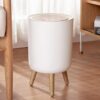 GNEY Open Top Dustbin With Lid White Wooden - LXINDIA.COM