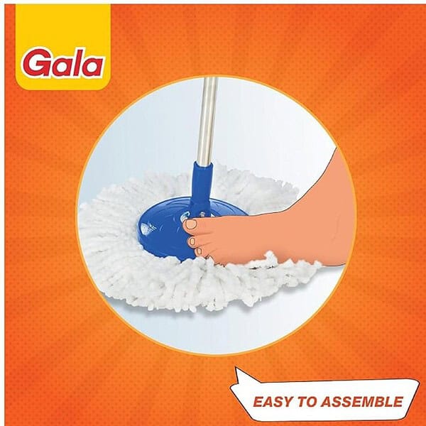 Gala Spin Mop Extendable Handle Rod with Microfiber Refill White and Blue3 - LXINDIA.COM