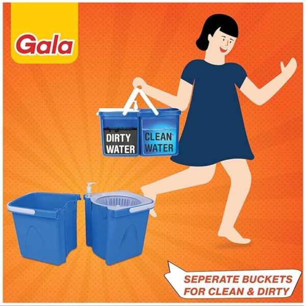 Gala Twin Bucket Spin Mop white and blue2 - LXINDIA.COM