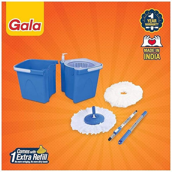 Gala Twin Bucket Spin Mop white and blue3 - LXINDIA.COM