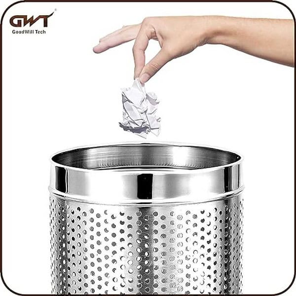 Goodwill Tech Stainless Steel Dustbins Round Shape SILVER 2 - LXINDIA.COM