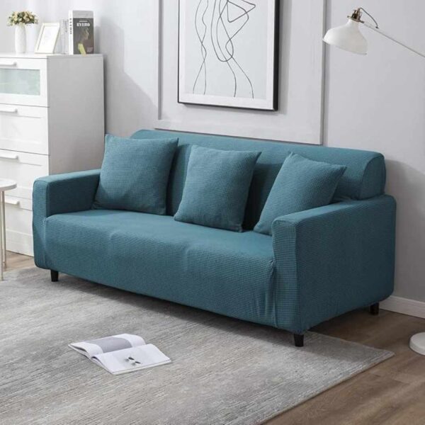 HOKIPO 200 GSM Thick Jacquard Elastic Sofa Cover Carolina Blue - LXINDIA.COM