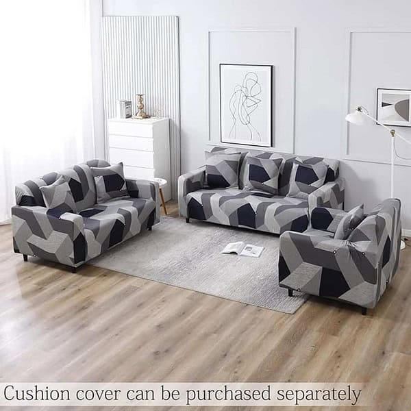 HOKIPO Elastic Stretchable Universal Sofa Cover Geometric Grey2 - LXINDIA.COM