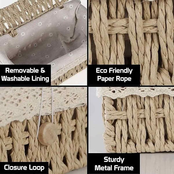 HOKIPO Handwoven Eco friendly Tissue Paper Dispenser Beige3 - LXINDIA.COM