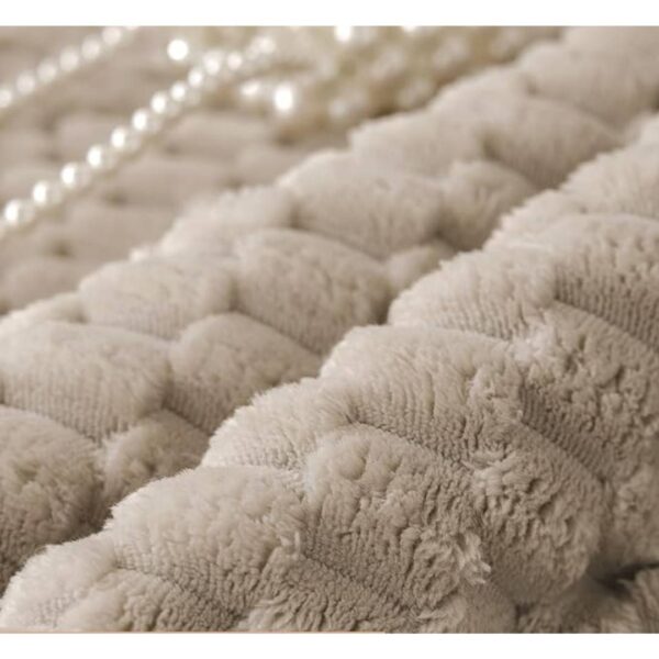 HOKIPO Luxury Rabbit Plush Sofa Throw Sofa Cover Sand Brown AR 5084 LBRN 2 - LXINDIA.COM