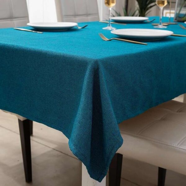 HOKIPO Poly Jute Dining Table Cover Cloth 40X60 Inches Teal3 - LXINDIA.COM