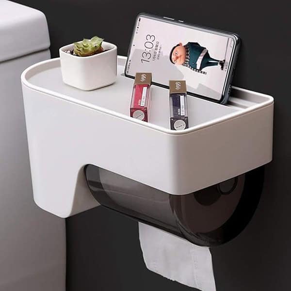 HOKIPO Toilet Paper Dispenser with Storage Compartment White - LXINDIA.COM