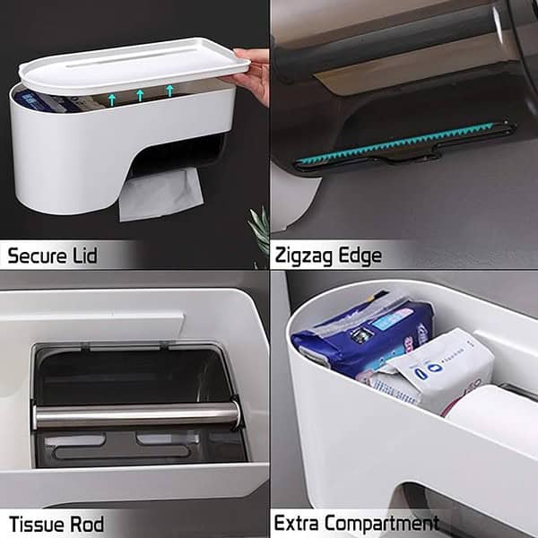 HOKIPO Toilet Paper Dispenser with Storage Compartment White1 - LXINDIA.COM