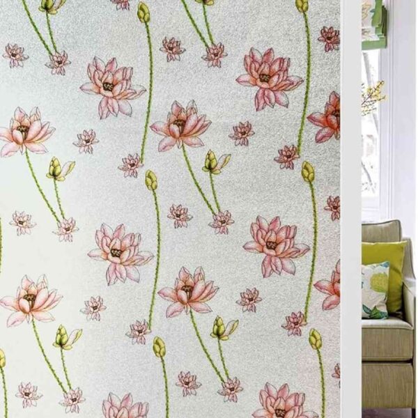 HOMSUN Lotus Window Wallpaper Pink Self Adhesive Sticker for Glass1 - LXINDIA.COM