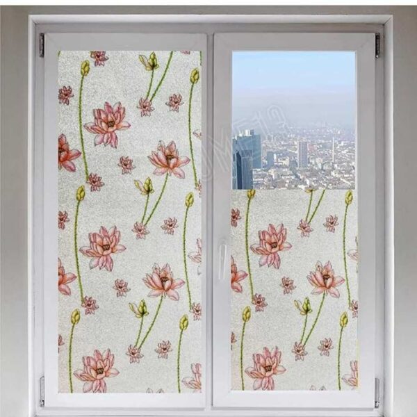 HOMSUN Lotus Window Wallpaper Pink Self Adhesive Sticker for Glass3 - LXINDIA.COM