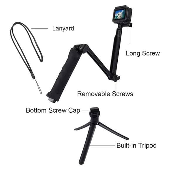 HUMBLE 3 Way Monopod Grip Arm Tripod Foldable Selfie Stick Black2 - LXINDIA.COM