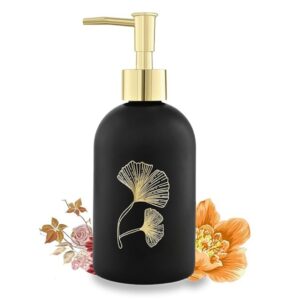 Haristar Glass Durable Marble Finish Soap Dispenser with Pump Black - LXINDIA.COM