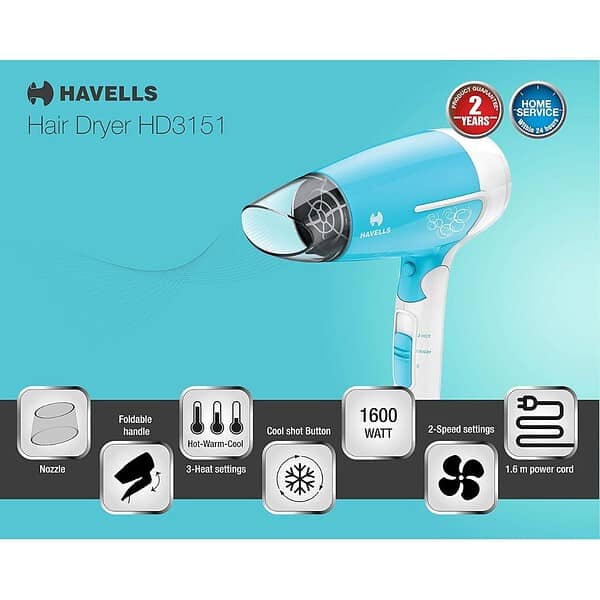 Havells 1200 Watts Foldable Hair Dryer Hd31511 - LXINDIA.COM