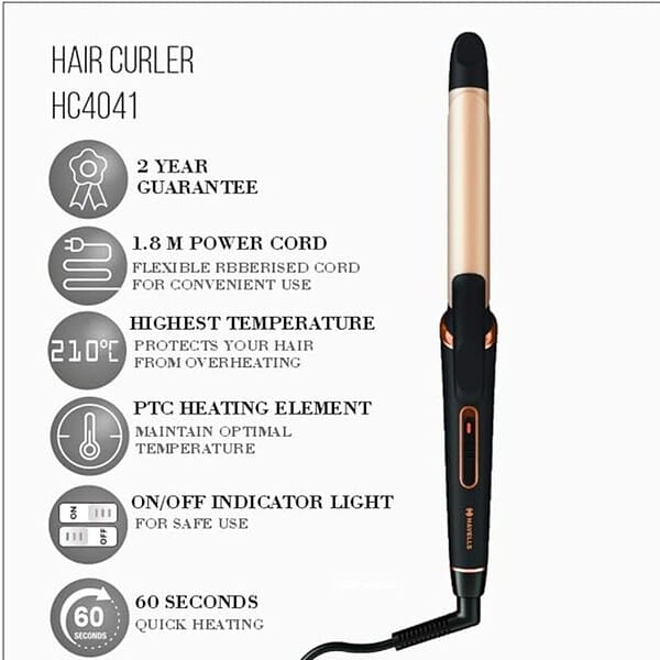 Havells 25mm Hair Curler for Long Lasting Curls Black3 - LXINDIA.COM