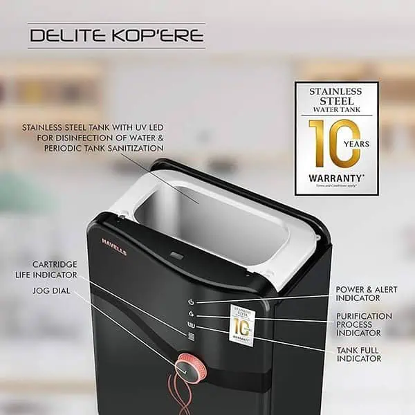 Havells Delite Kopere Water Purifier Black 3 - LXINDIA.COM