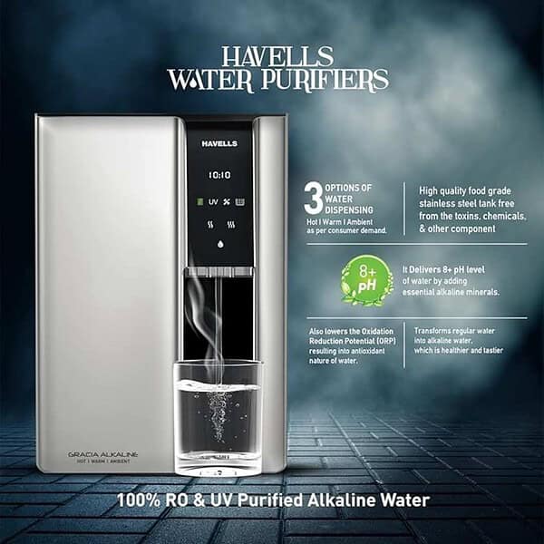 Havells Gracia Alkaline Water Purifier Silver Black 2 - LXINDIA.COM