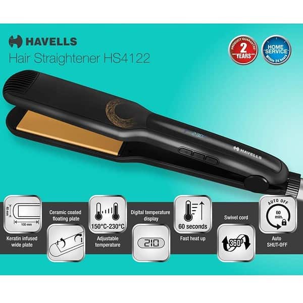 Havells HS4122 Keratin Wide Plate Hair Straightener with Digital Display1 - LXINDIA.COM