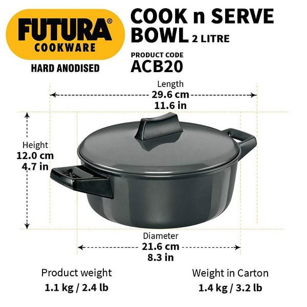 Hawkins Futura 2 Litre Cook n Serve Bowl1 - LXINDIA.COM