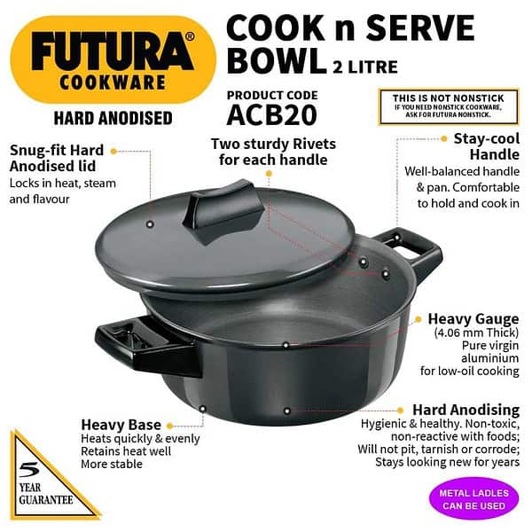 Hawkins Futura 2 Litre Cook n Serve Bowl2 - LXINDIA.COM