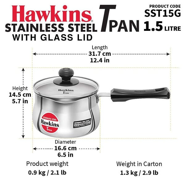 Hawkins Stainless Steel Tpan 1.5L1 - LXINDIA.COM