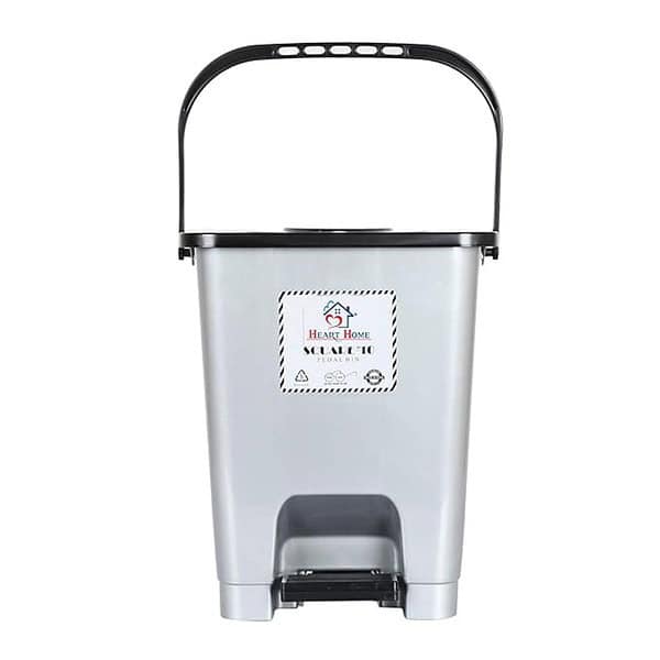 Heart Home Step On Pedal DustbinWaste Bin with Lid Grey 1 - LXINDIA.COM