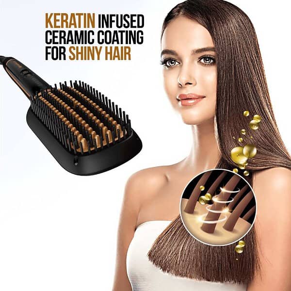 Hevells Ionic Keratin Hair STRAIGHTENING Brush Black HS42111 - LXINDIA.COM