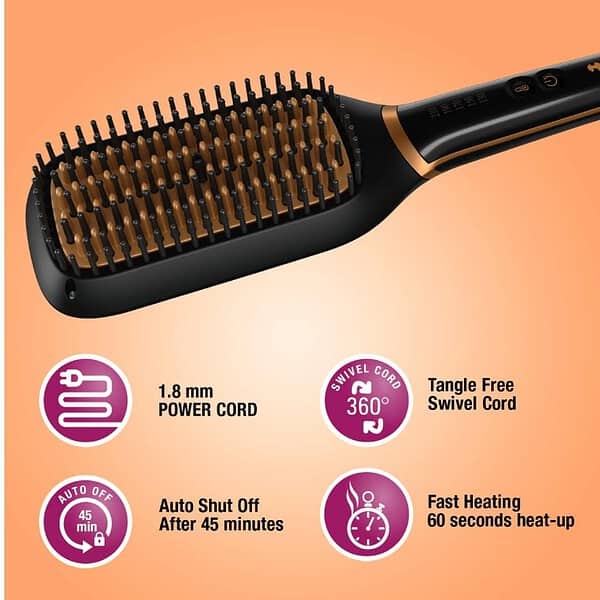 Hevells Ionic Keratin Hair STRAIGHTENING Brush Black HS42113 - LXINDIA.COM