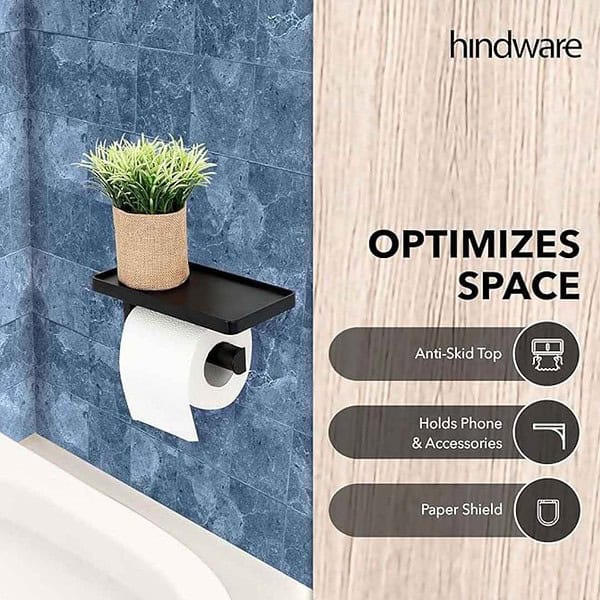 Hindware Self adhesive Series Toilet Paper Holder for Bathroom with Mobile Stand1 - LXINDIA.COM