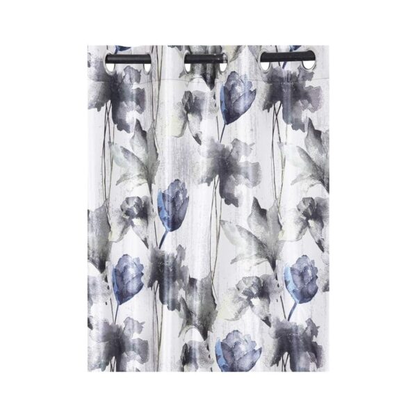 Home Sizzler 2 Pieces Abstract Flower Eyelet Polyester Window curtains 5 Feet Grey 1 - LXINDIA.COM