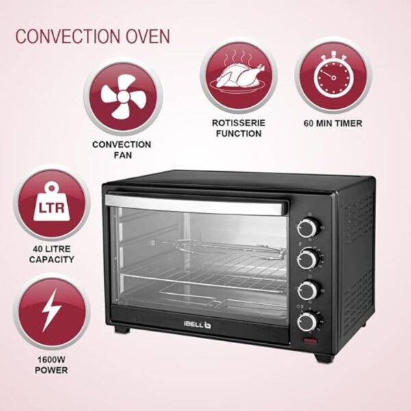 IBELL EO40LGDLX Electric Oven Toaster Grill 1800 Watt Black 40 L 4 - LXINDIA.COM