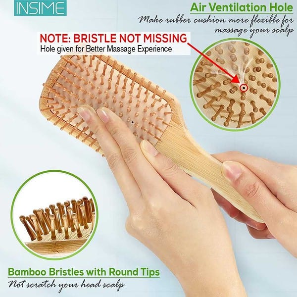 INSIME Bamboo Hair Brush with bamboo bristles1 - LXINDIA.COM