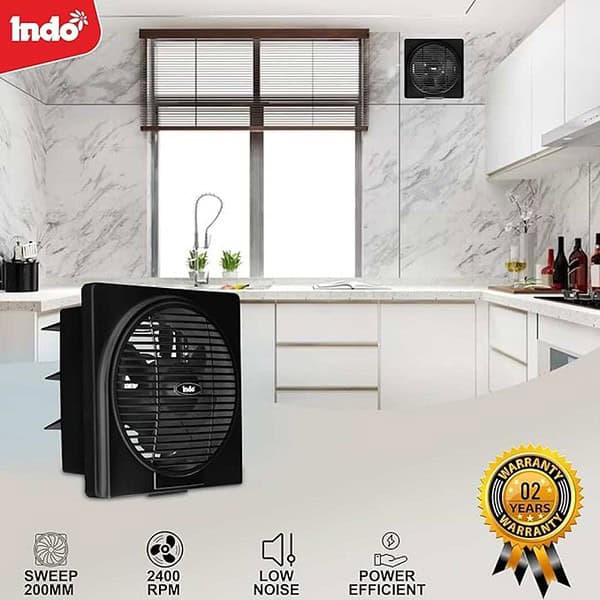 Indo 45 Watts High speed 200 mm Exhaust Fan Black 3 - LXINDIA.COM