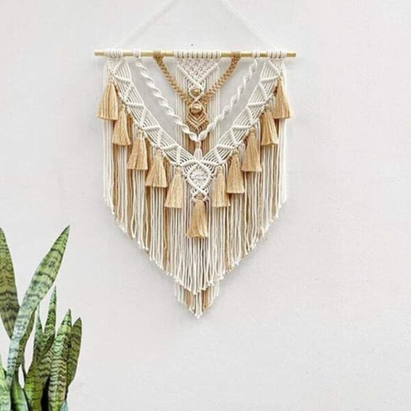 Kaahira Macrame Boho Home Wall Hanging Decor Tapestries Beige 1 - LXINDIA.COM