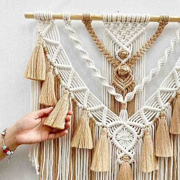 Kaahira Macrame Boho Home Wall Hanging Decor Tapestries Beige 2 - LXINDIA.COM