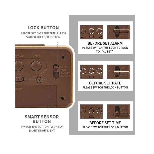 Kadio Digitak Battery Operated Wooden Led Digital Alarm ClockB - LXINDIA.COM