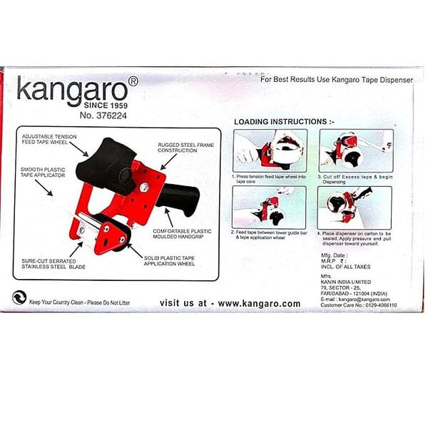 Kangaro Original Heavy Duty Tape Dispenser 2 inch with Stainless Steel Blade2 - LXINDIA.COM