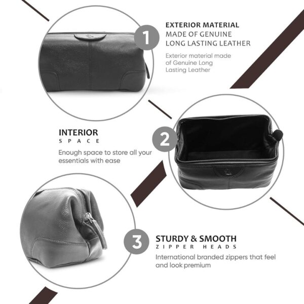 Kara Multipurpose Portable Toiletry Kit Genuine Leather Black2 - LXINDIA.COM