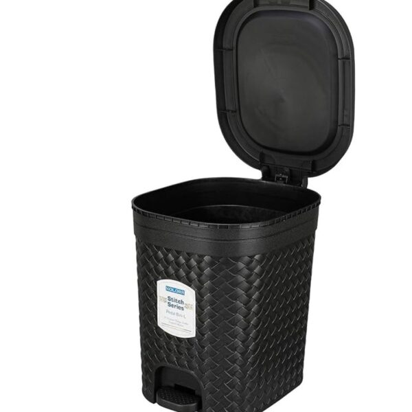 Kolorr Stitch Modern Design 15L Plastic Pedal Waste Bin Black 3 - LXINDIA.COM