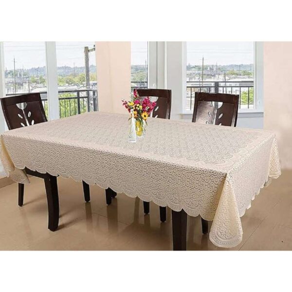 Kuber Industries Cotton Zig Zag Design 6 Seater Table Cloth for Home Cream - LXINDIA.COM