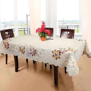 Kuber Industries Floral Cotton Dinning rectangular Table Cover Cream - LXINDIA.COM