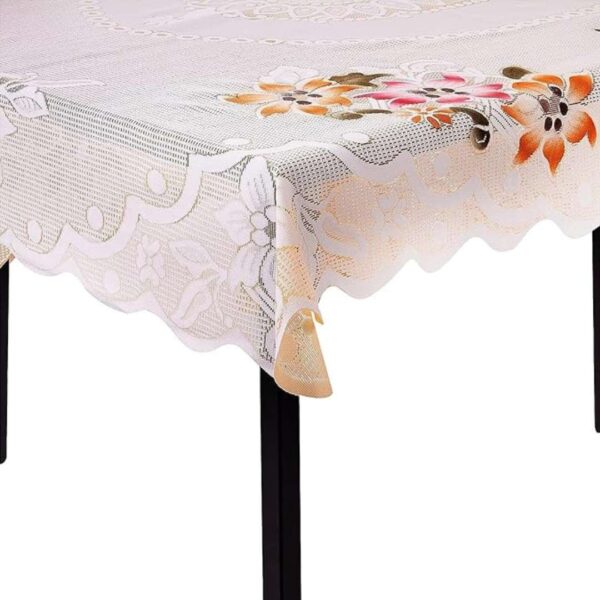 Kuber Industries Floral Cotton Dinning rectangular Table Cover Cream1 - LXINDIA.COM