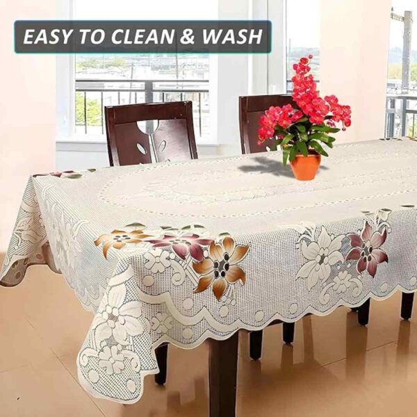 Kuber Industries Floral Cotton Dinning rectangular Table Cover Cream2 - LXINDIA.COM