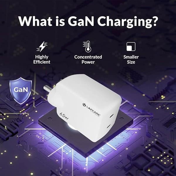 LAPCARE Thumby 65 W Dual GAN Port All in 1 Charger with Smart Ic Protection White1 - LXINDIA.COM